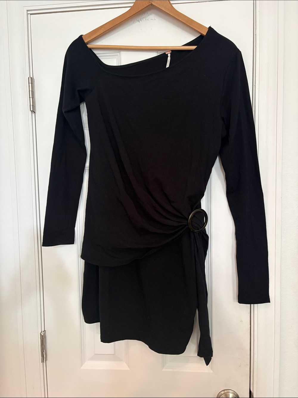 Free People Frankie Black Off-the-Shoulder Knit Mini Dress L